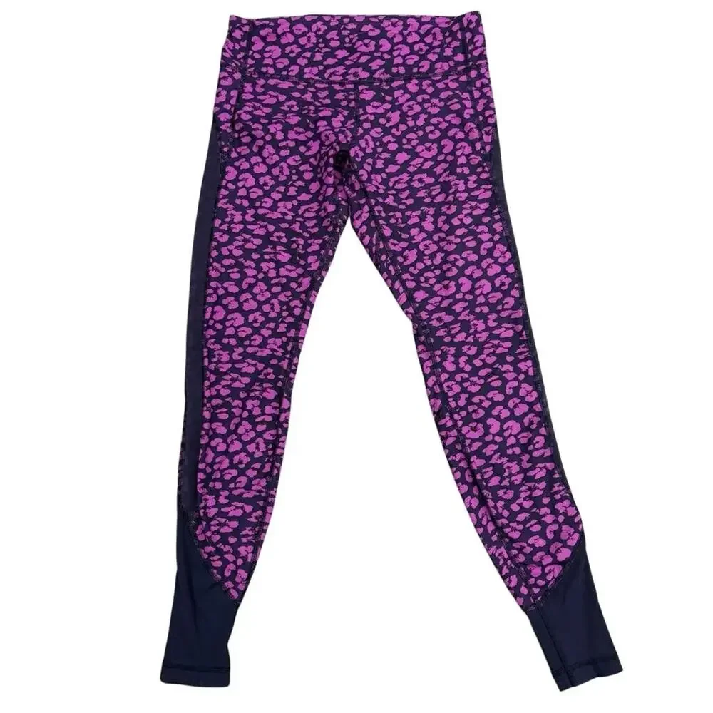 Lululemon Leopard Print Athletic Leggings Mesh Panels